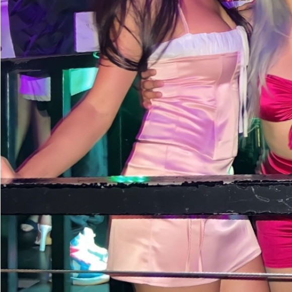 With Jean Pink Satin Top + Skirt Set - Picture 7 of 7